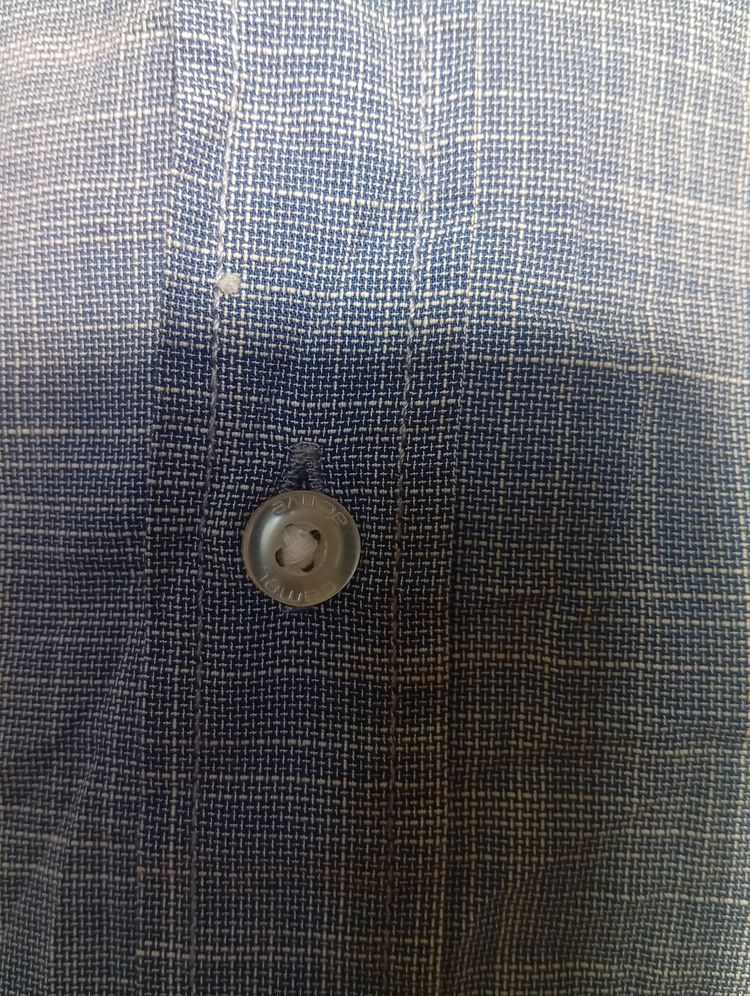 Blue Short Sleeve Button-Up Shirt image 4