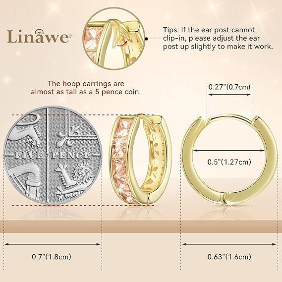 Linawe Gold-Tone Hoop Earrings With Peach Stones image 2