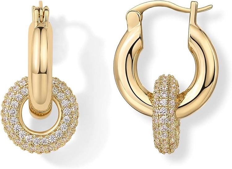 Other Gold-Tone Hoop Earrings With Cubic Zirconia product image