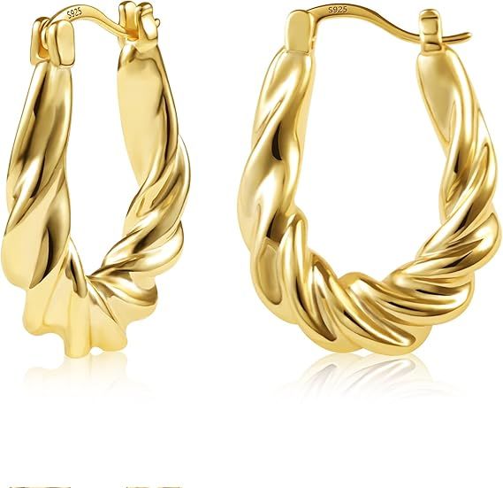 Gold Twisted Hoop Earrings