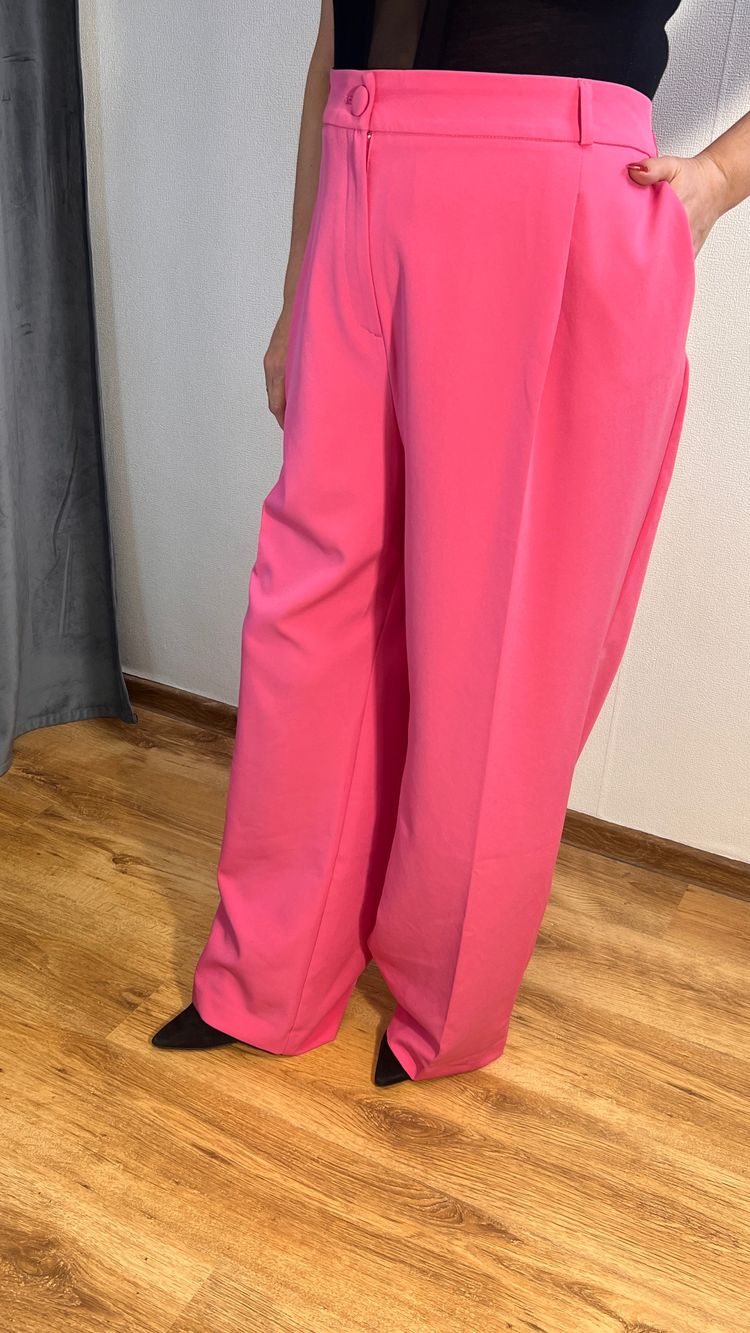 Eleganckie różowe fuksjowe spodnie szeroka nogawka na kant Simply be. r.56 Plus Size imagen 2