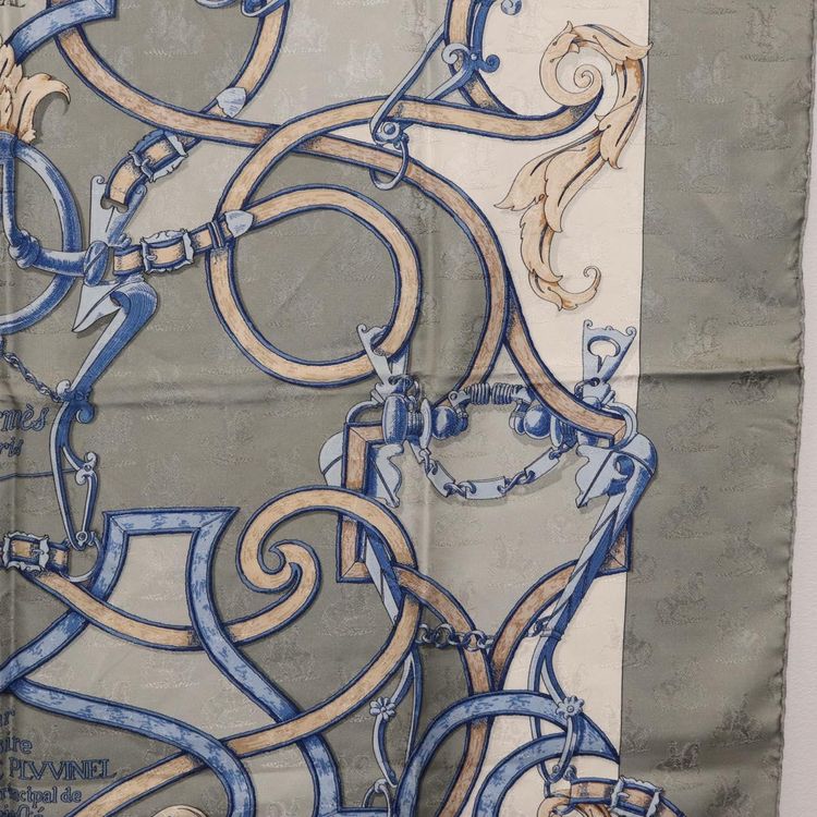 HERMES Carre90 Scarf Silk Gray Auth 206183 - Jerrillo image 7