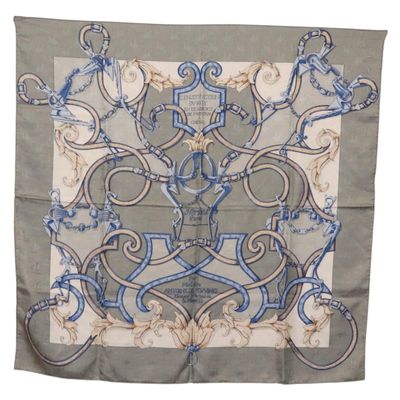 HERMES Carre90 Scarf Silk Gray Auth 206183 - Jerrillo