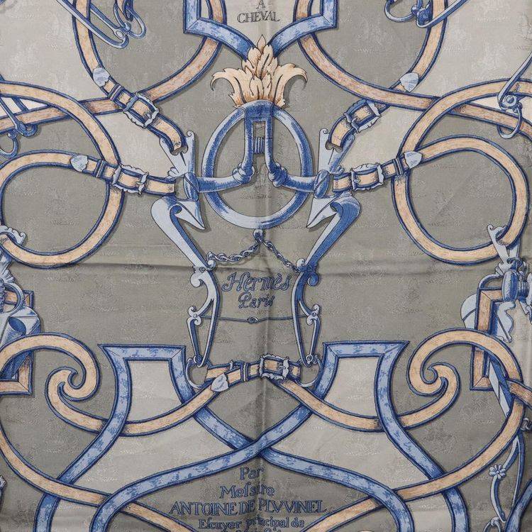 HERMES Carre90 Scarf Silk Gray Auth 206183 - Jerrillo image 6