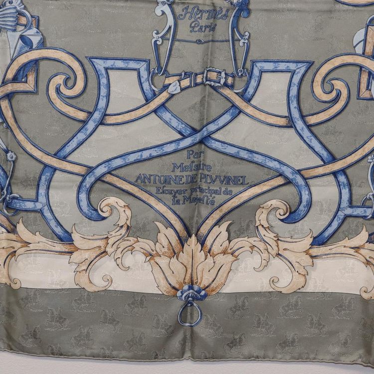 HERMES Carre90 Scarf Silk Gray Auth 206183 - Jerrillo image 9