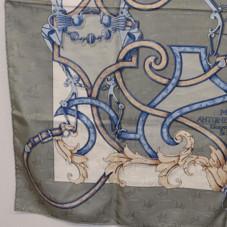 HERMES Carre90 Scarf Silk Gray Auth 206183 - Jerrillo image 8