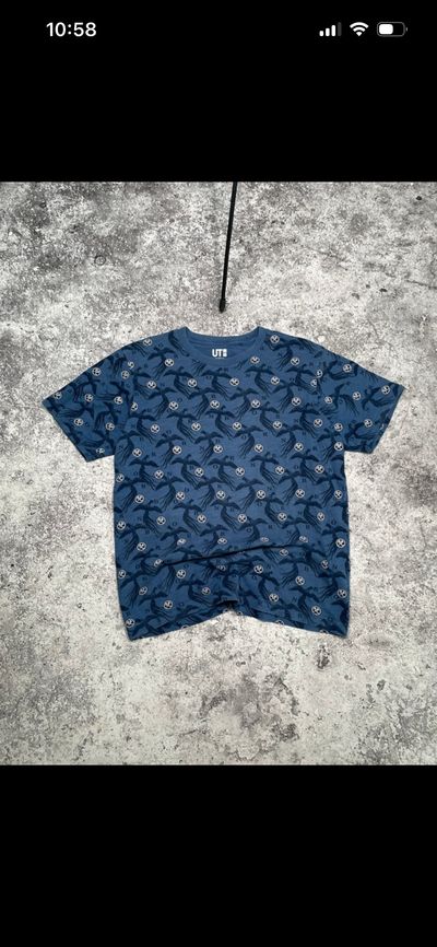 Blue Patterned T-Shirt uniqlo
