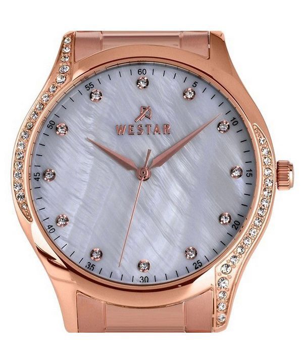 Westar Zing Crystal Accents Rose Gold Tone Stainless Steel White Mother Of Pearl Dial Quartz 00127PPN611 Women's Watch image 2