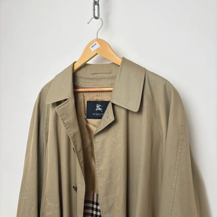 Burberry Vintage Iridescent Cotton Gabardine Nova Check Lined Trench Coat imagen 3