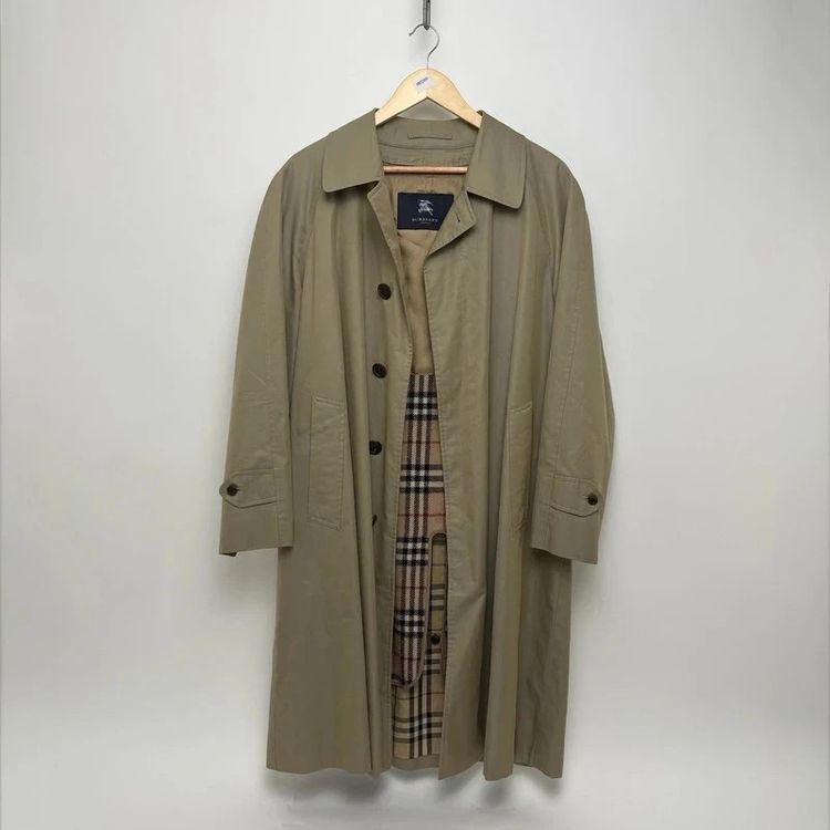 Burberry Vintage Iridescent Cotton Gabardine Nova Check Lined Trench Coat imagen 2