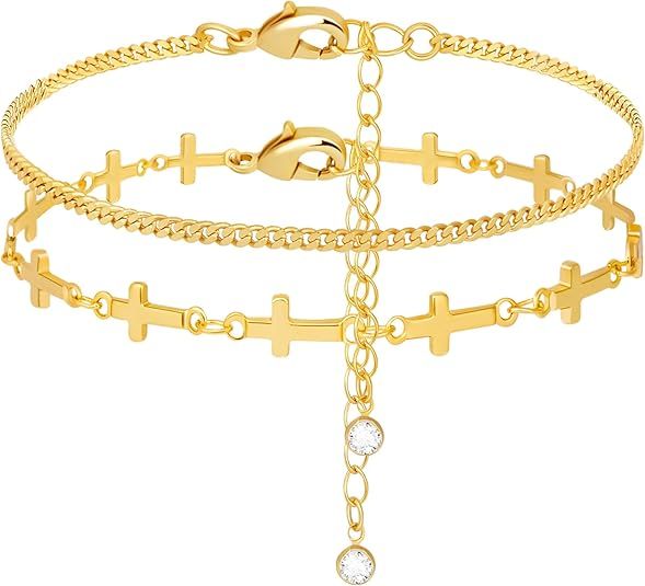 Set Gold-Tone Cross Charm Bracelet Set product image
