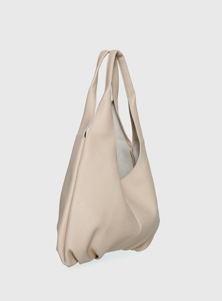 Beige Leather Shoulder Bag imagen 3