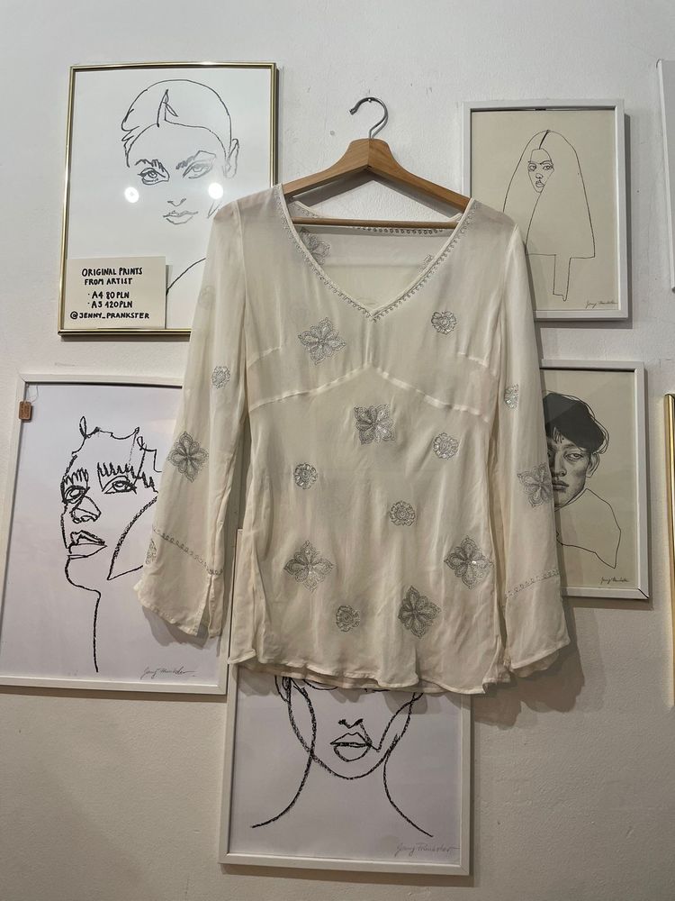 Other white long sleeve blouse with floral embroidery product image