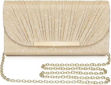 Gold Evening Clutch Bag With Chain Strap image 1