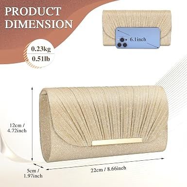 Gold Evening Clutch Bag With Chain Strap image 2
