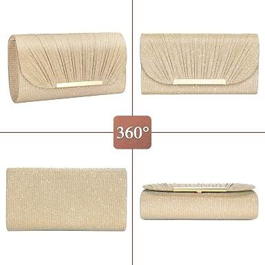 Gold Evening Clutch Bag With Chain Strap image 3