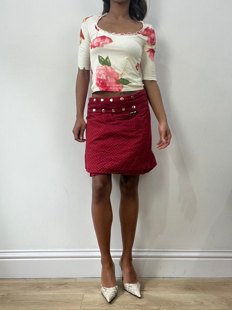 easter edit | medium red button up polka dot print midi skirt 6