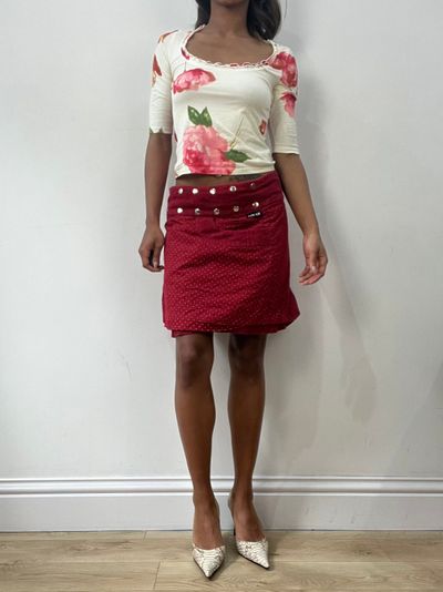 easter edit | medium red button up polka dot print midi skirt 6