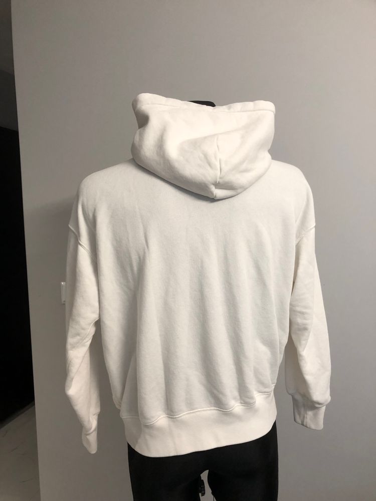 Oversize White Zip-Up Hoodie With Polo Text imagen 4
