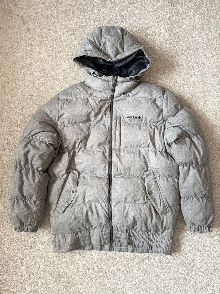 Adidas Grey Puffer Jacket With Hood image 1