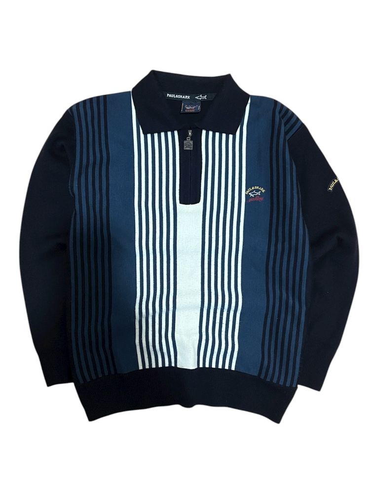 Paul & Shark Paul & Shark striped knit sweater with zipper collar product image