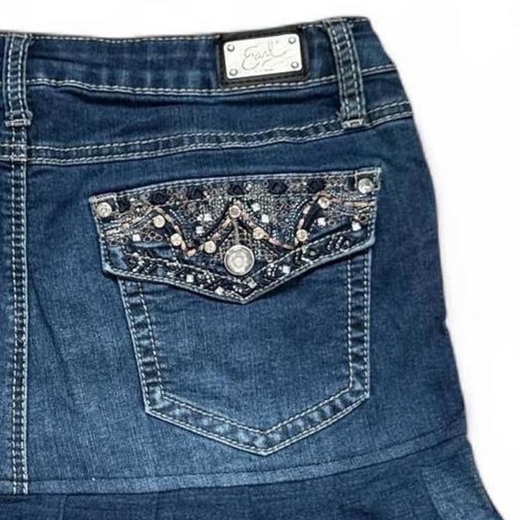 Earl Denim Skirt With Embellished Back Pockets 2