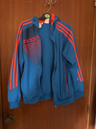 Adidas Blue And Red Zip-Up Hoodie