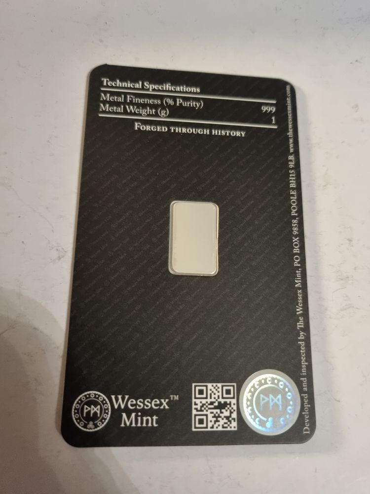 Liberty wessex Mint 1G 999 Solid Silver Bar obraz 2