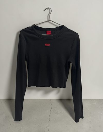 Hugo Black Long Sleeve Crop Top