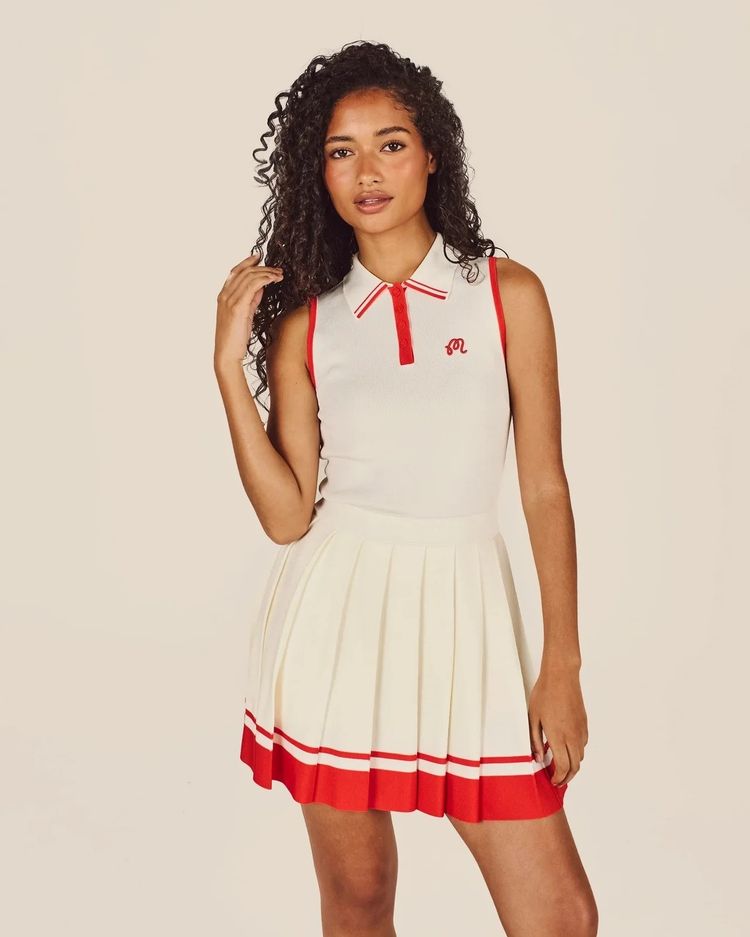 Polo White Sleeveless Polo Dress With Red Trim product image