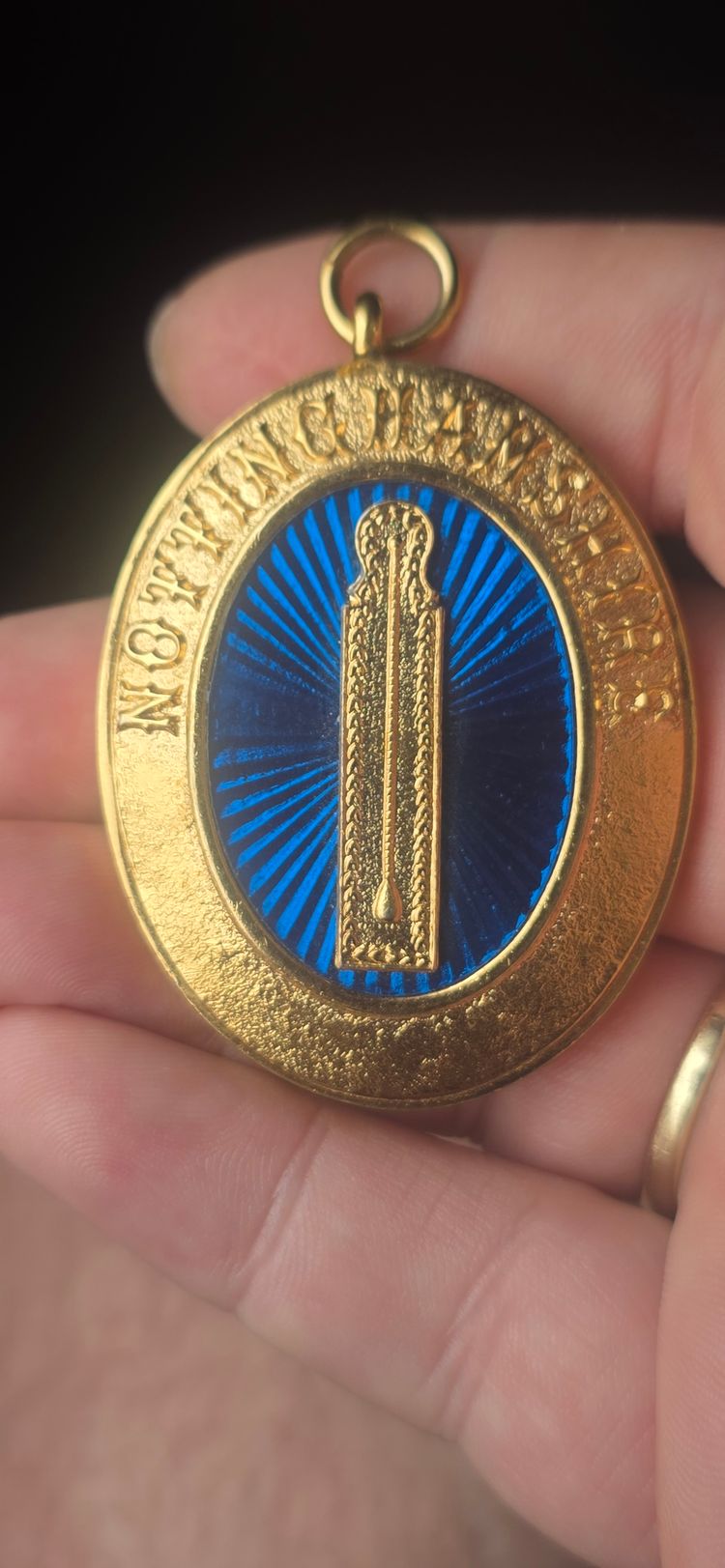 FREEMASONS Gold-Tone Pendant With Blue Enamel Detail image 2