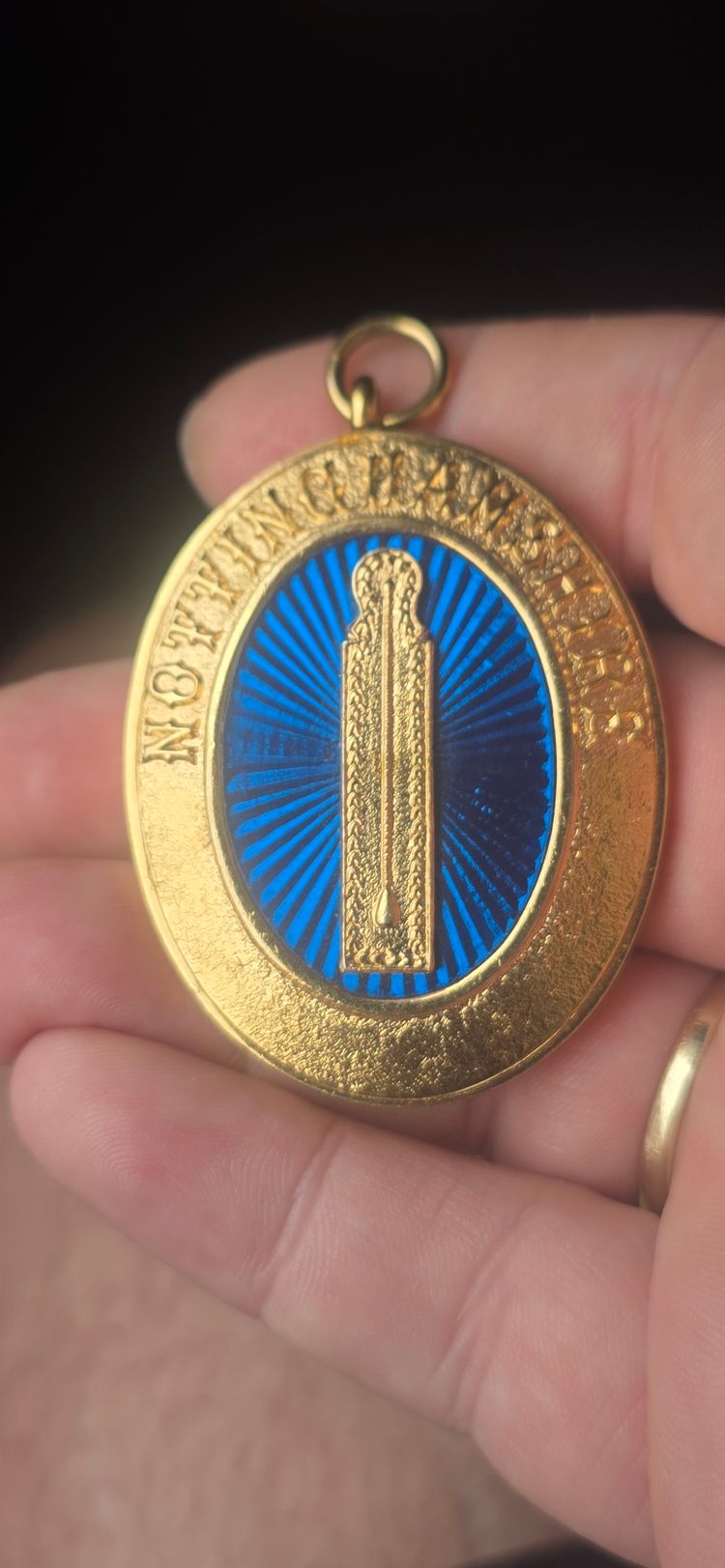 FREEMASONS Gold-Tone Pendant With Blue Enamel Detail image 1