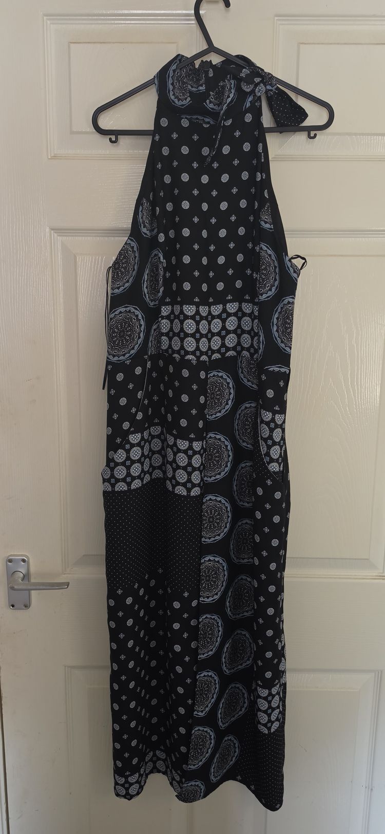 River Island Black Patterned Halter Neck Dress
