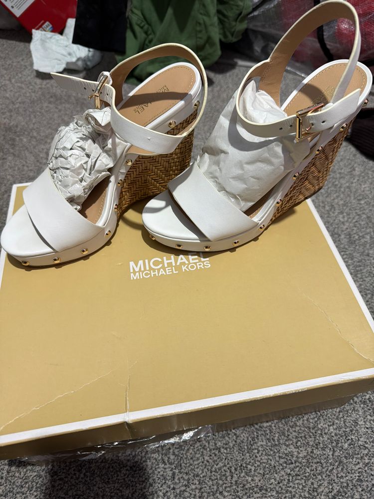 Michael Kors White Wedge Sandals