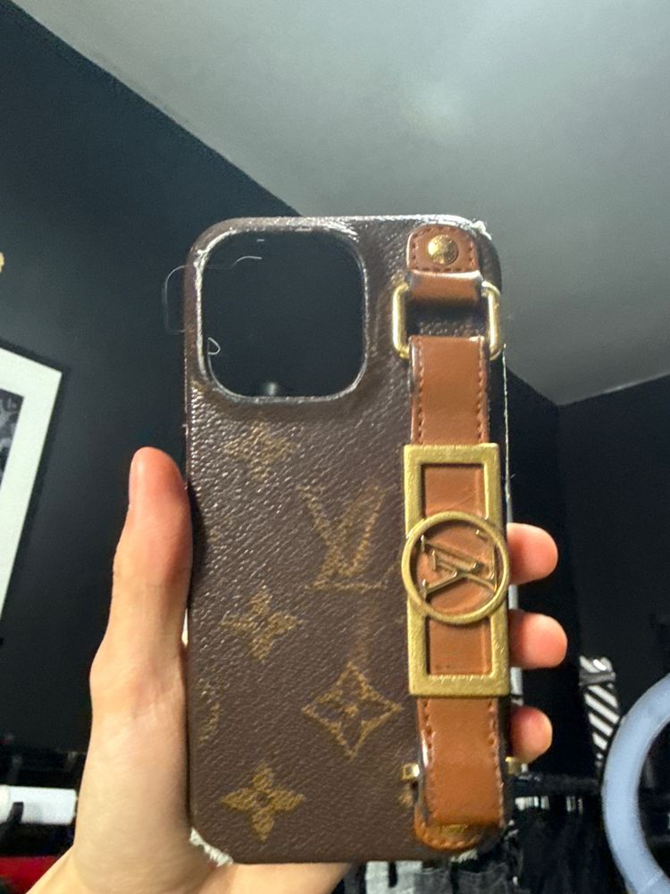 Iphone x Brown Monogram Phone Case With Leather Strap