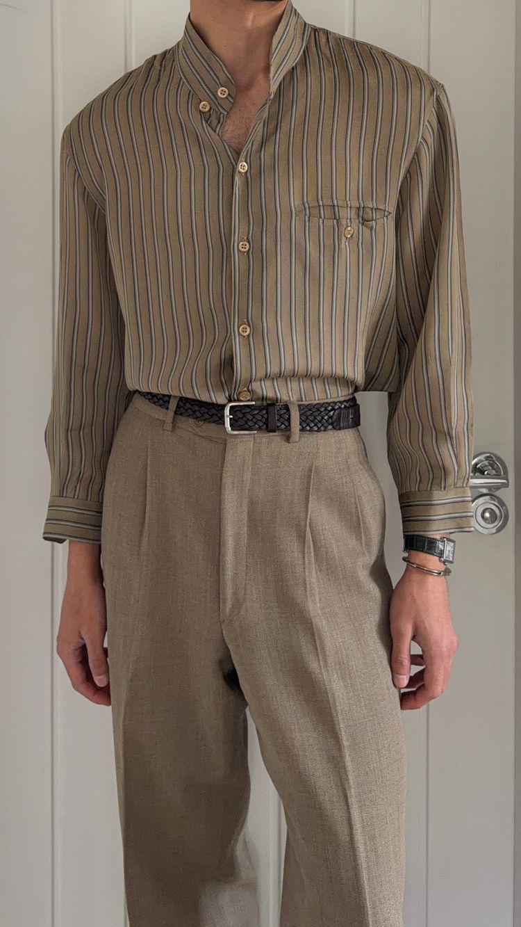 Emporio Armani 1990s Nehru Collar Textured Rayon Shirt - Size S image 13
