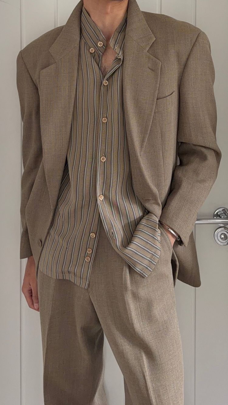 Emporio Armani 1990s Nehru Collar Textured Rayon Shirt - Size S image 2