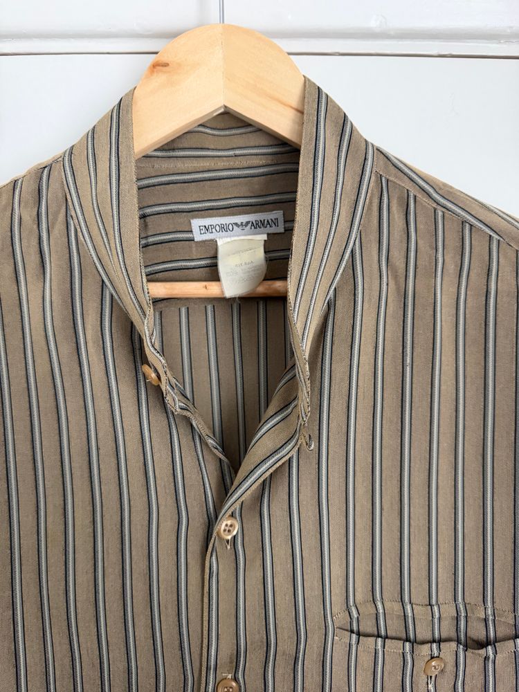 Emporio Armani 1990s Nehru Collar Textured Rayon Shirt - Size S image 10