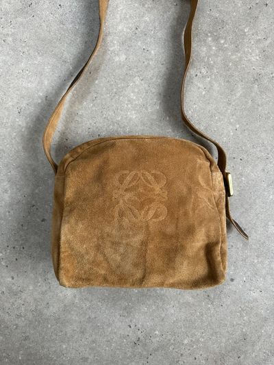 Loewe 1990s Suede Anagram Crossbody Bag 1