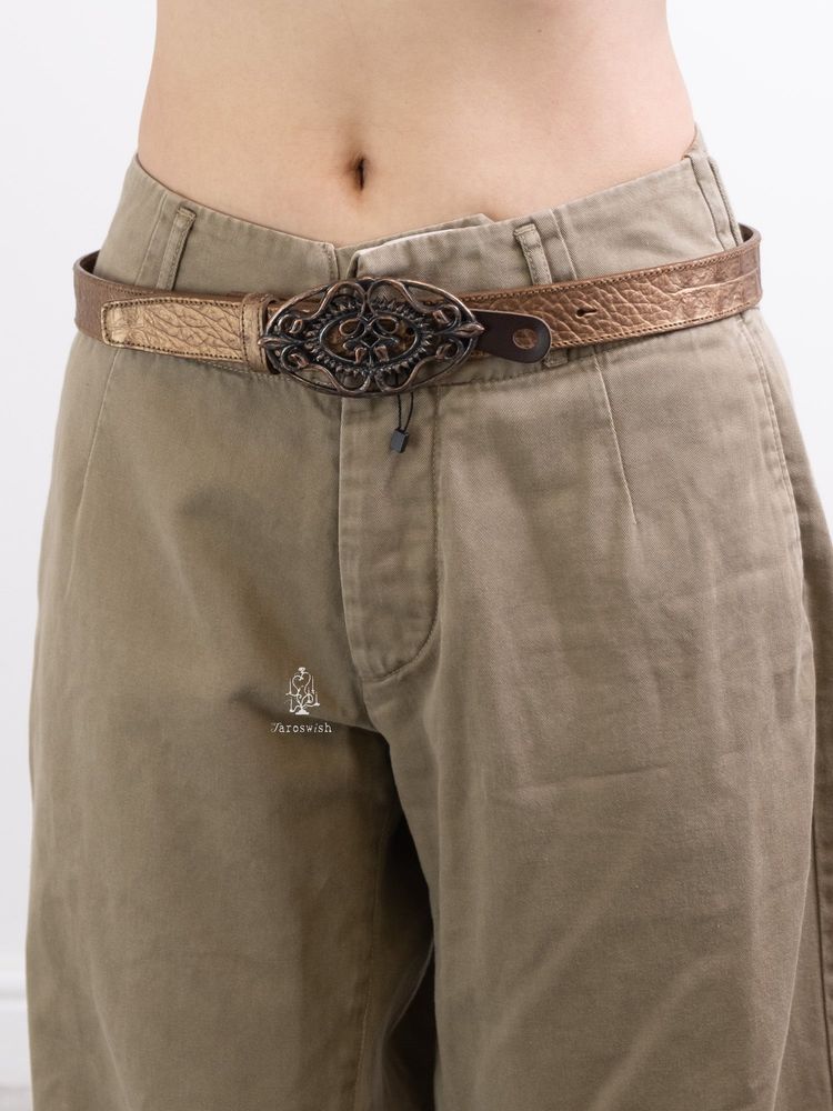 Unknown ORNATE ENGRAVED BUCKLE BROWN LEATHER BELT product image