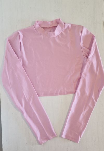 Pink Long Sleeve Crop Top