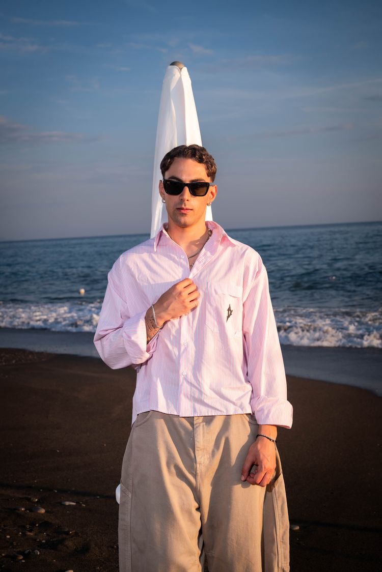 Pink Striped Shirt With Pocket Detail image 3