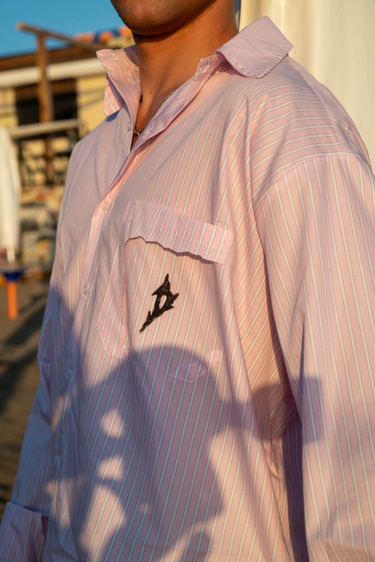 Pink Striped Shirt With Pocket Detail image 2
