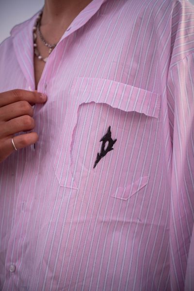 Pink Striped Shirt With Pocket Detail