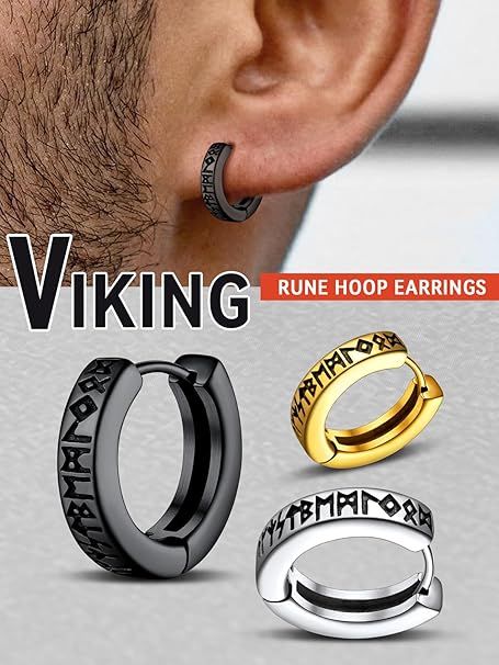 Viking Rune Hoop Earrings image 3