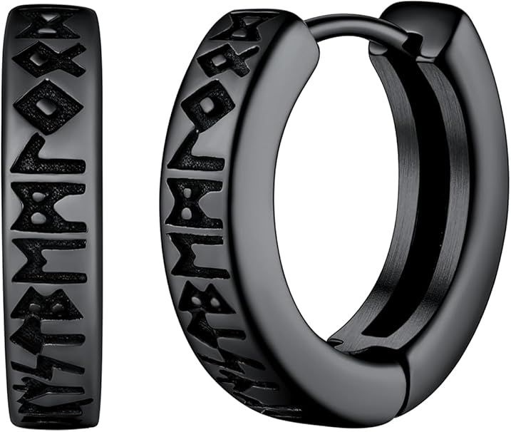 Viking Rune Hoop Earrings image 1