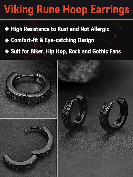 Viking Rune Hoop Earrings image 4