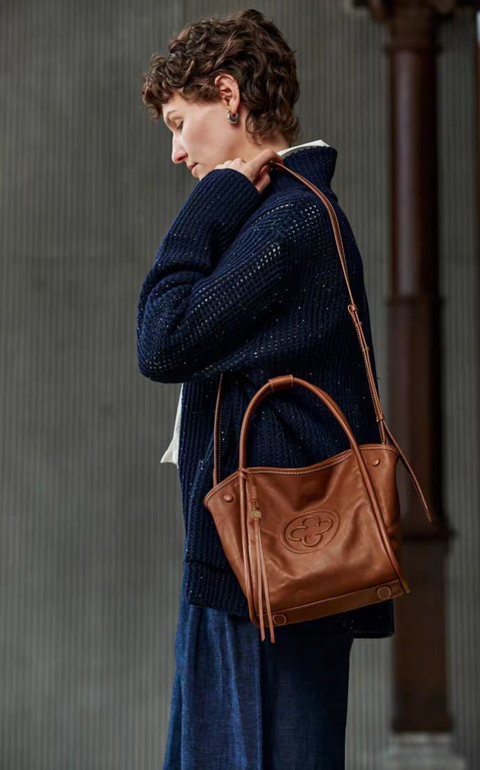 Brown Leather Handbag Purely handmade image 4