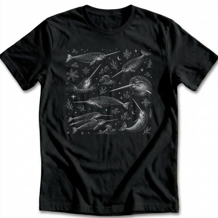 Narwhal Fine Etching T-Shirt AU image 2