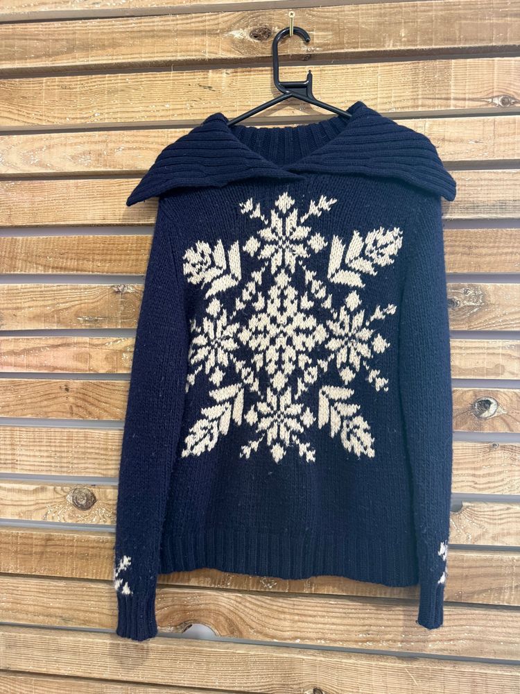 Vintage 90s Eddie Bauer snowflake collared knit jumper/ sweater. Size Large.